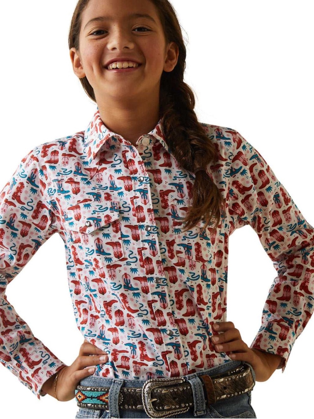 Ariat Girls Blazin' Boots Snap Button Shirt